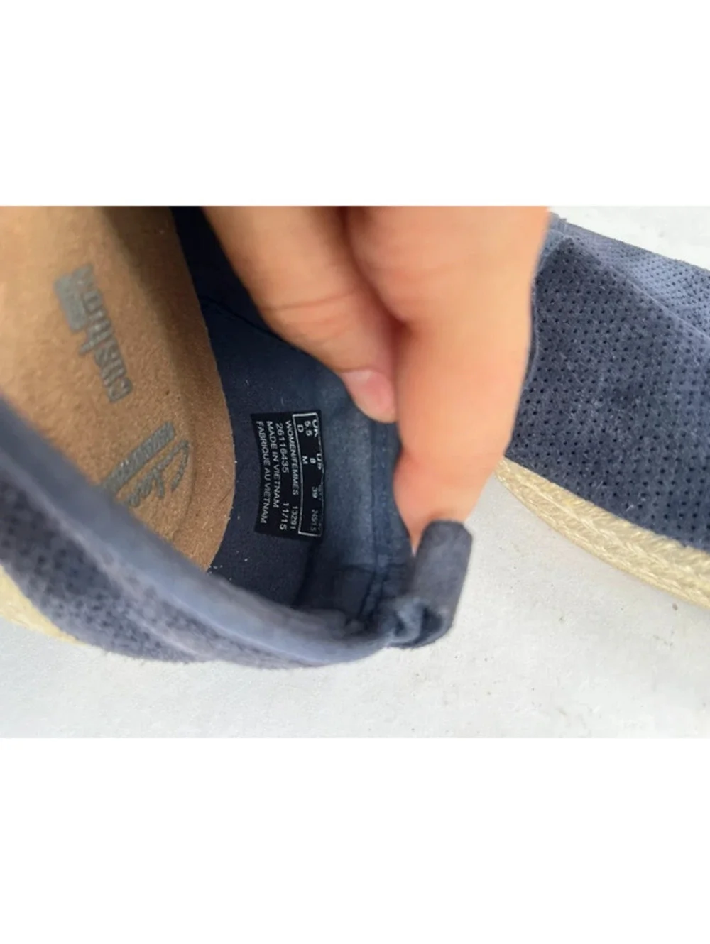 Clarks Azella Major Women's 8M Blue Suede Perforated Espadrille Slip-On Flats